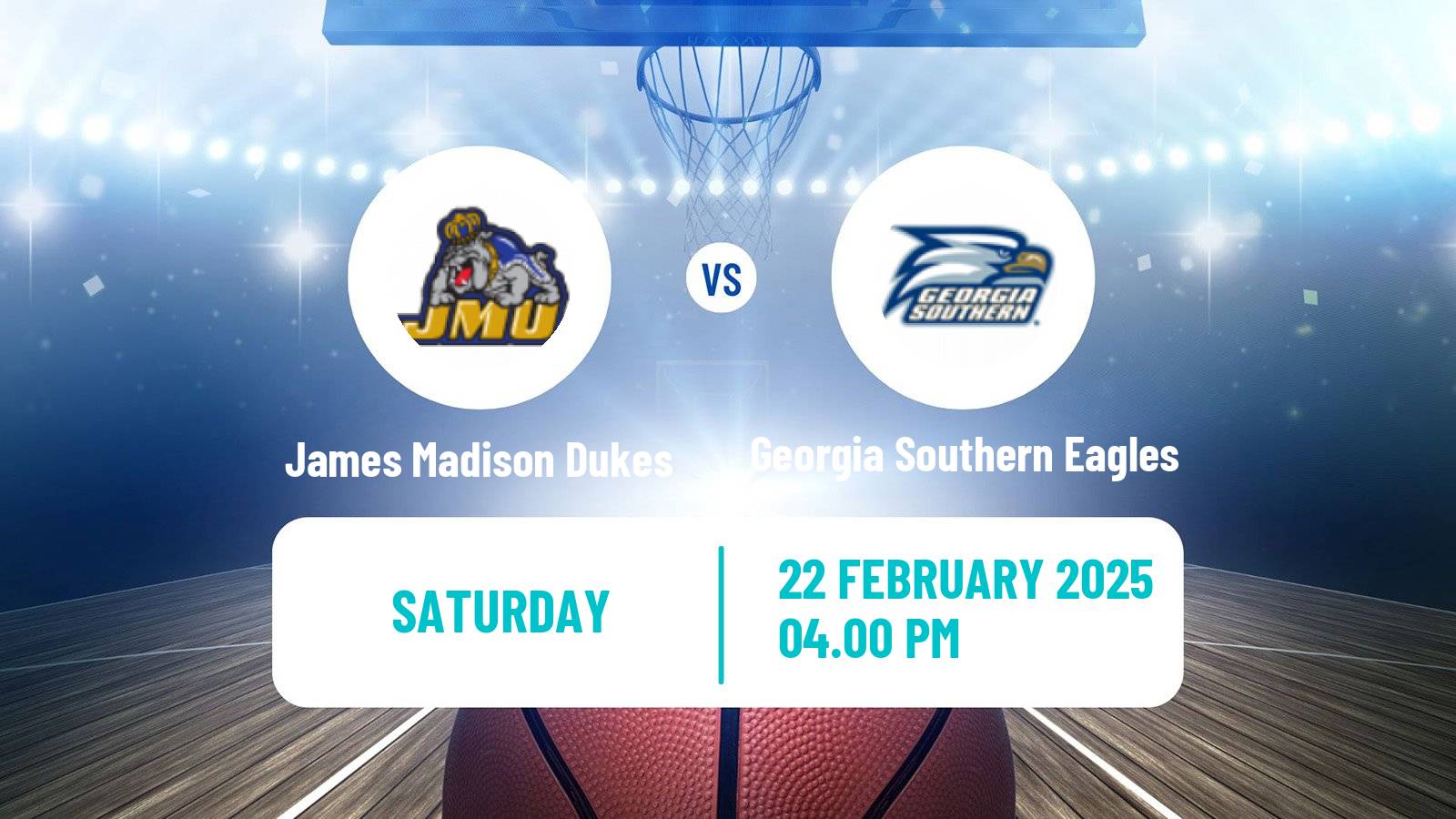 Basketball NCAA College Basketball James Madison Dukes - Georgia Southern Eagles