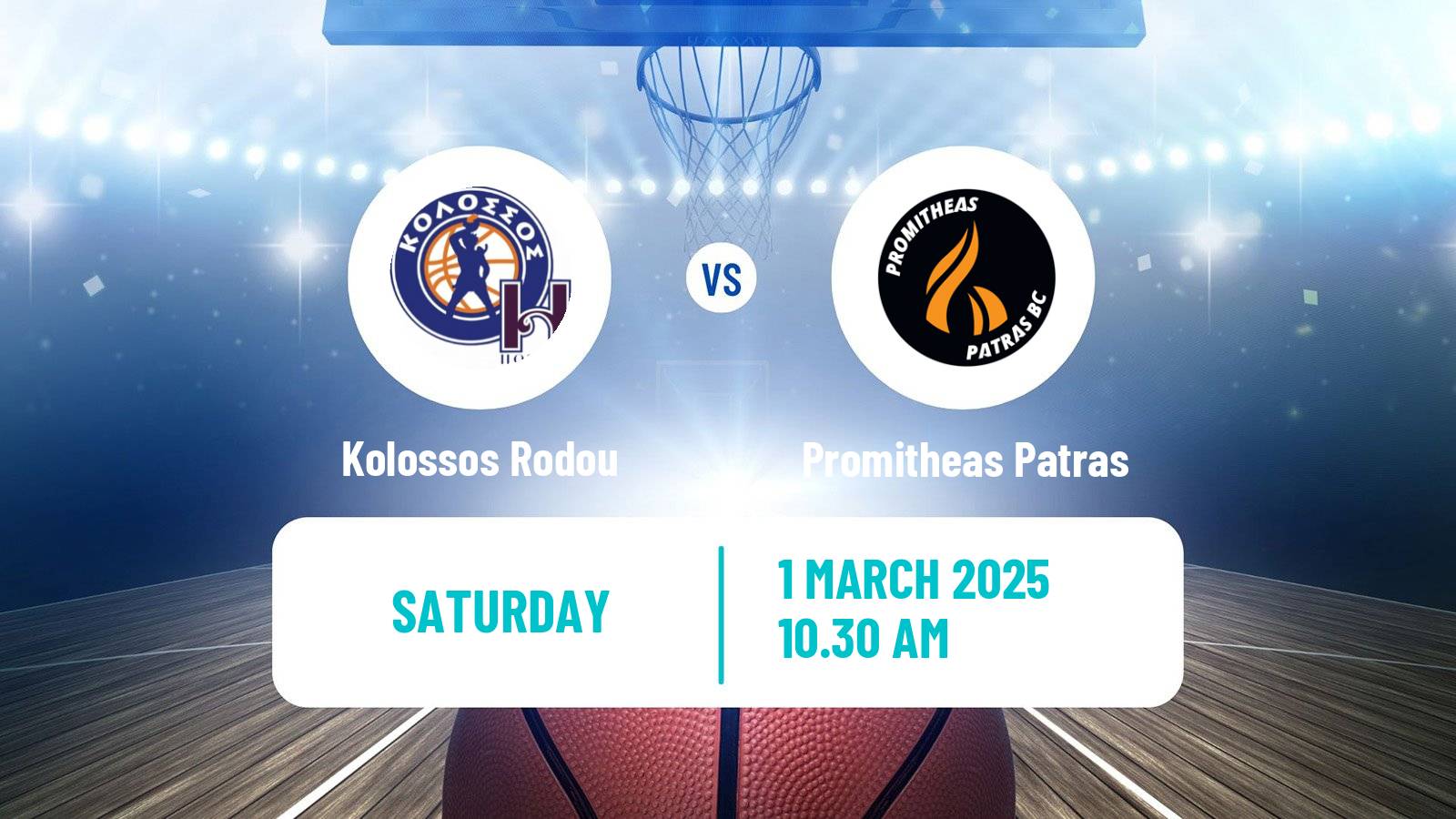 Basketball Greek Basket League A1 Kolossos Rodou - Promitheas Patras