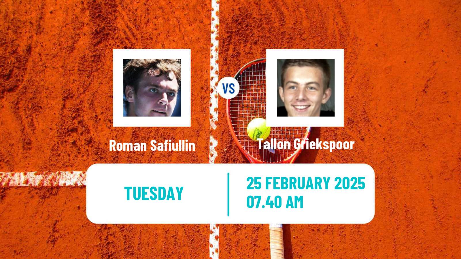 Tennis ATP Dubai Roman Safiullin - Tallon Griekspoor