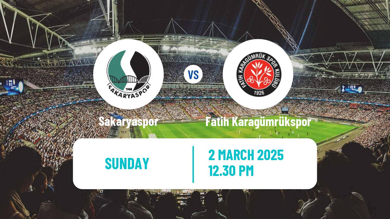 Soccer Turkish First League Sakaryaspor - Fatih Karagümrükspor