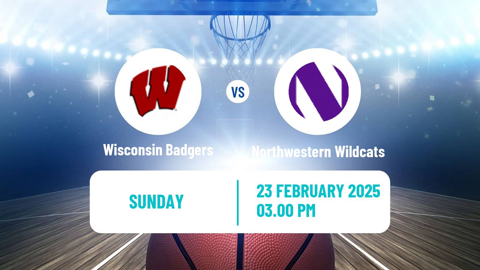 Basketball NCAA College Basketball Women Wisconsin Badgers - Northwestern Wildcats