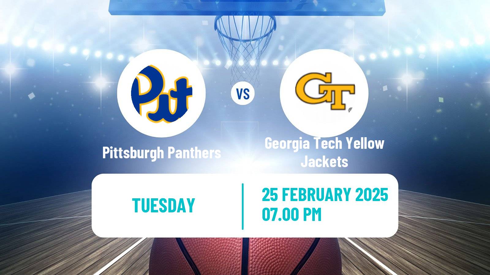 Basketball NCAA College Basketball Pittsburgh Panthers - Georgia Tech Yellow Jackets