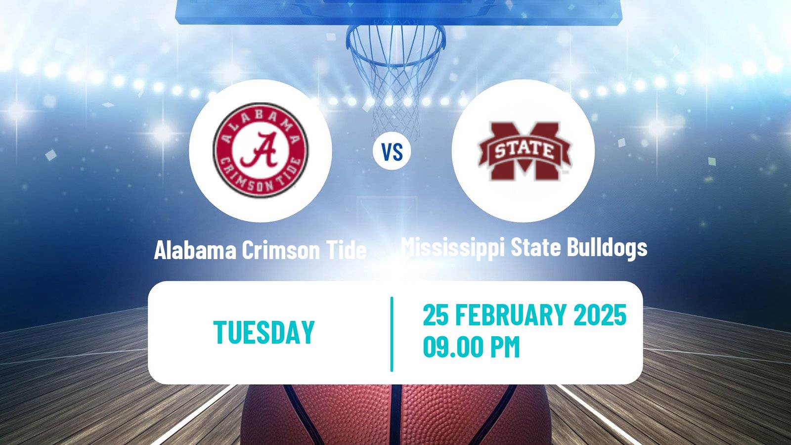 Basketball NCAA College Basketball Alabama Crimson Tide - Mississippi State Bulldogs
