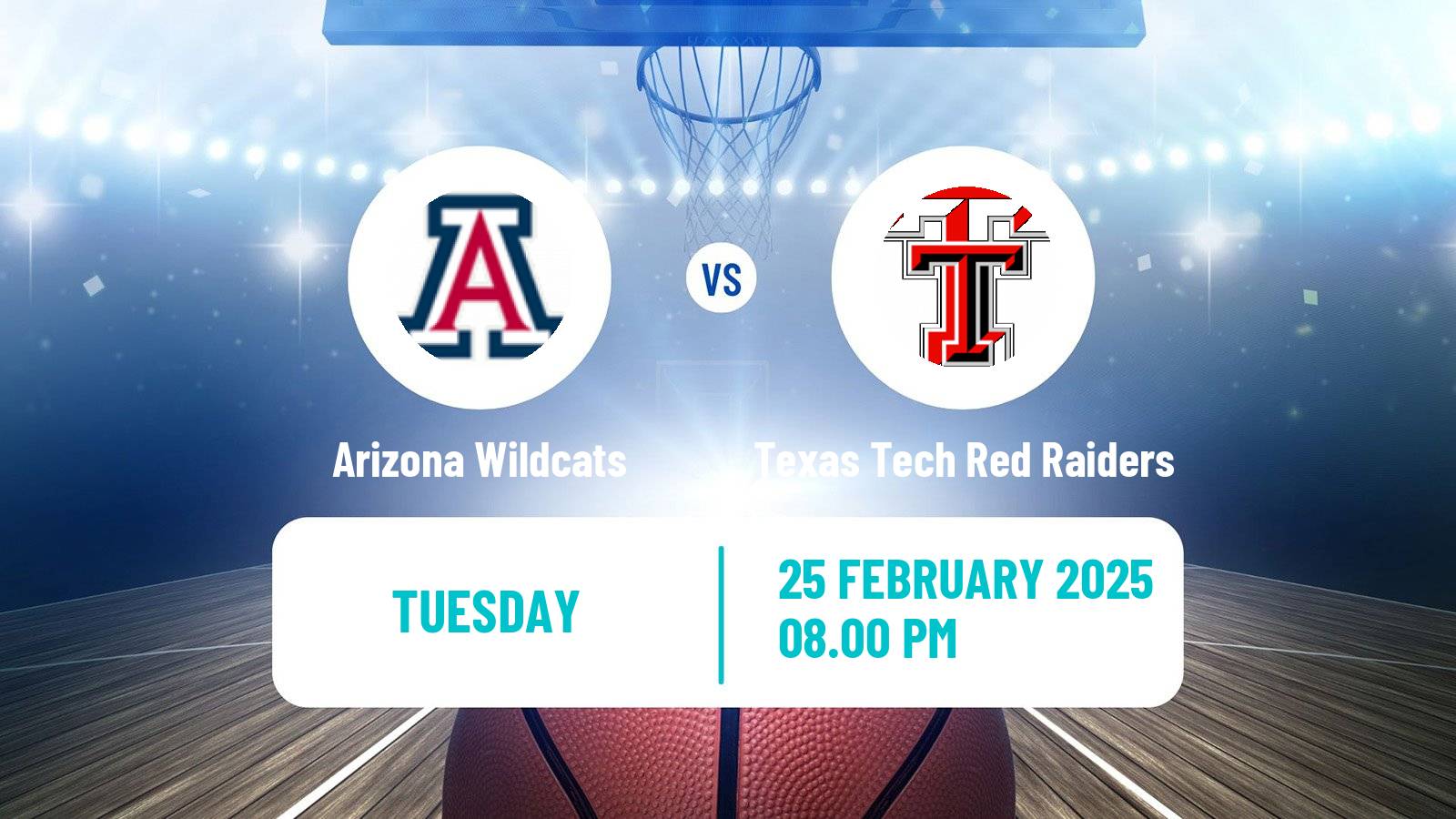 Basketball NCAA College Basketball Women Arizona Wildcats - Texas Tech Red Raiders