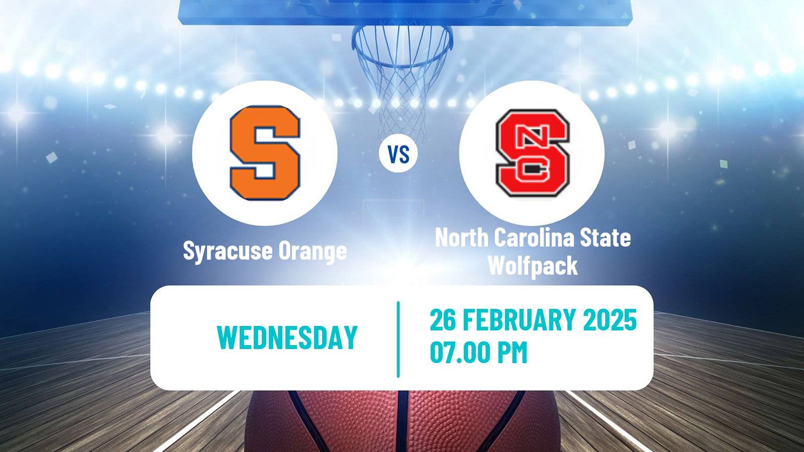 Basketball NCAA College Basketball Syracuse Orange - North Carolina State Wolfpack