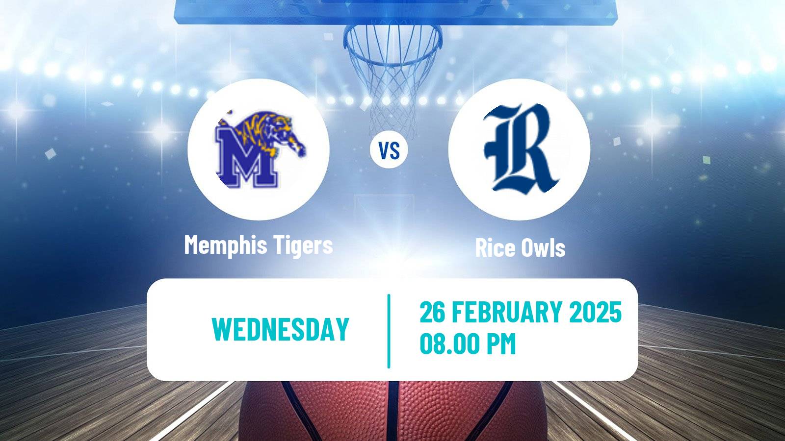 Basketball NCAA College Basketball Memphis Tigers - Rice Owls