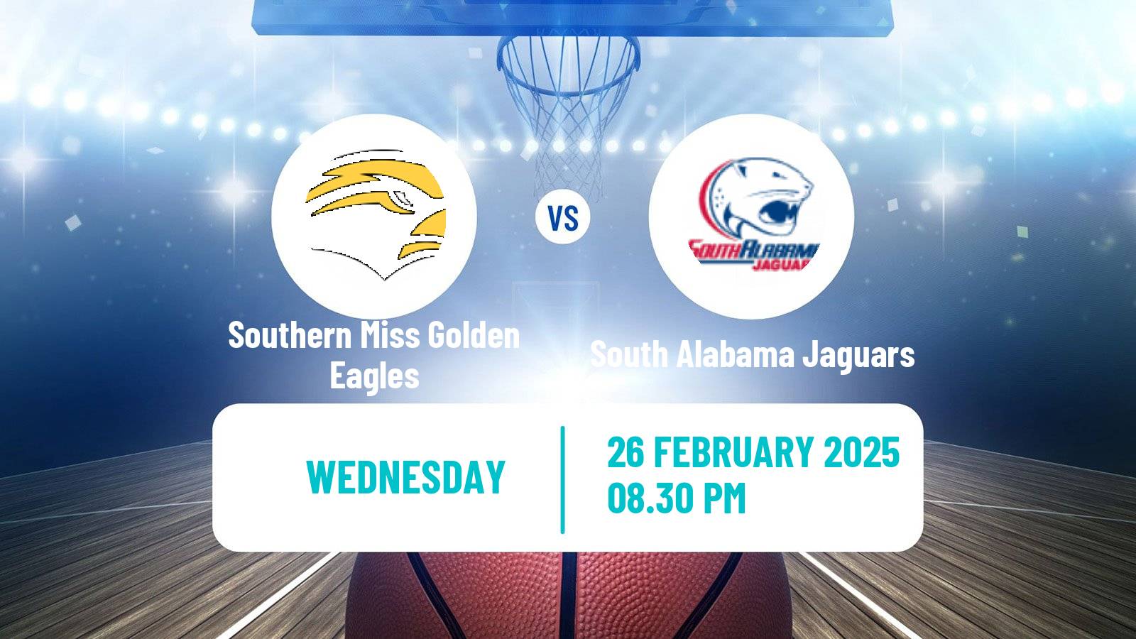 Basketball NCAA College Basketball Southern Miss Golden Eagles - South Alabama Jaguars