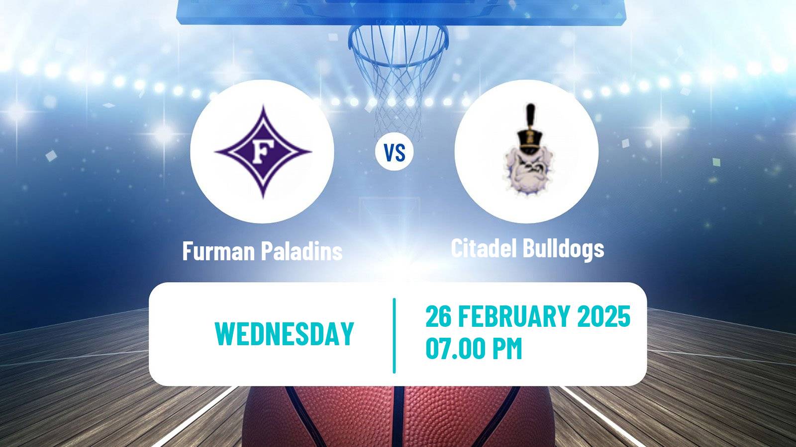 Basketball NCAA College Basketball Furman Paladins - Citadel Bulldogs