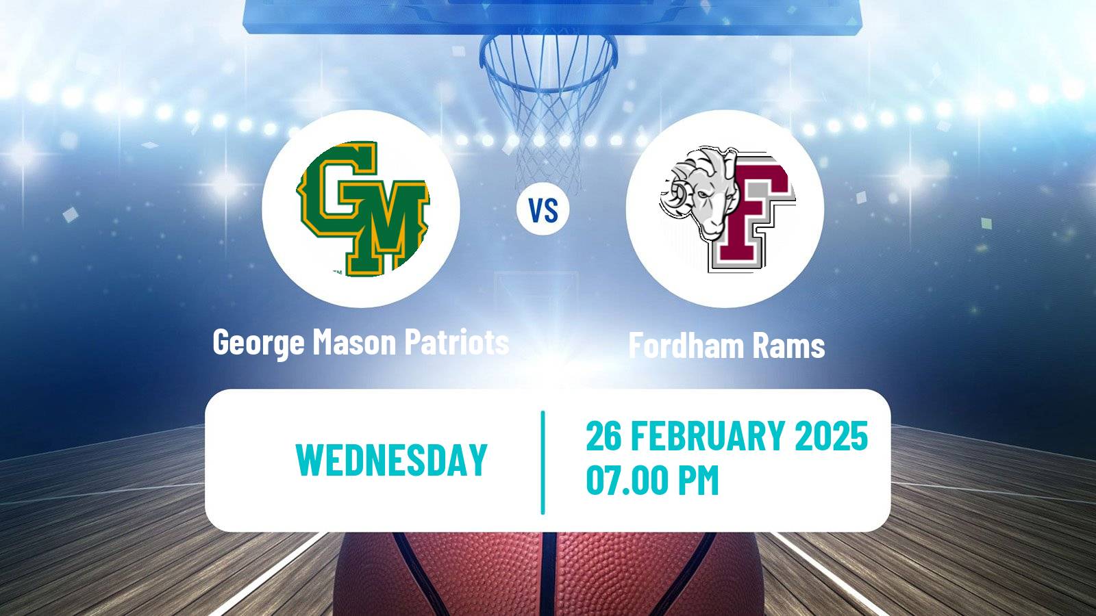 Basketball NCAA College Basketball George Mason Patriots - Fordham Rams