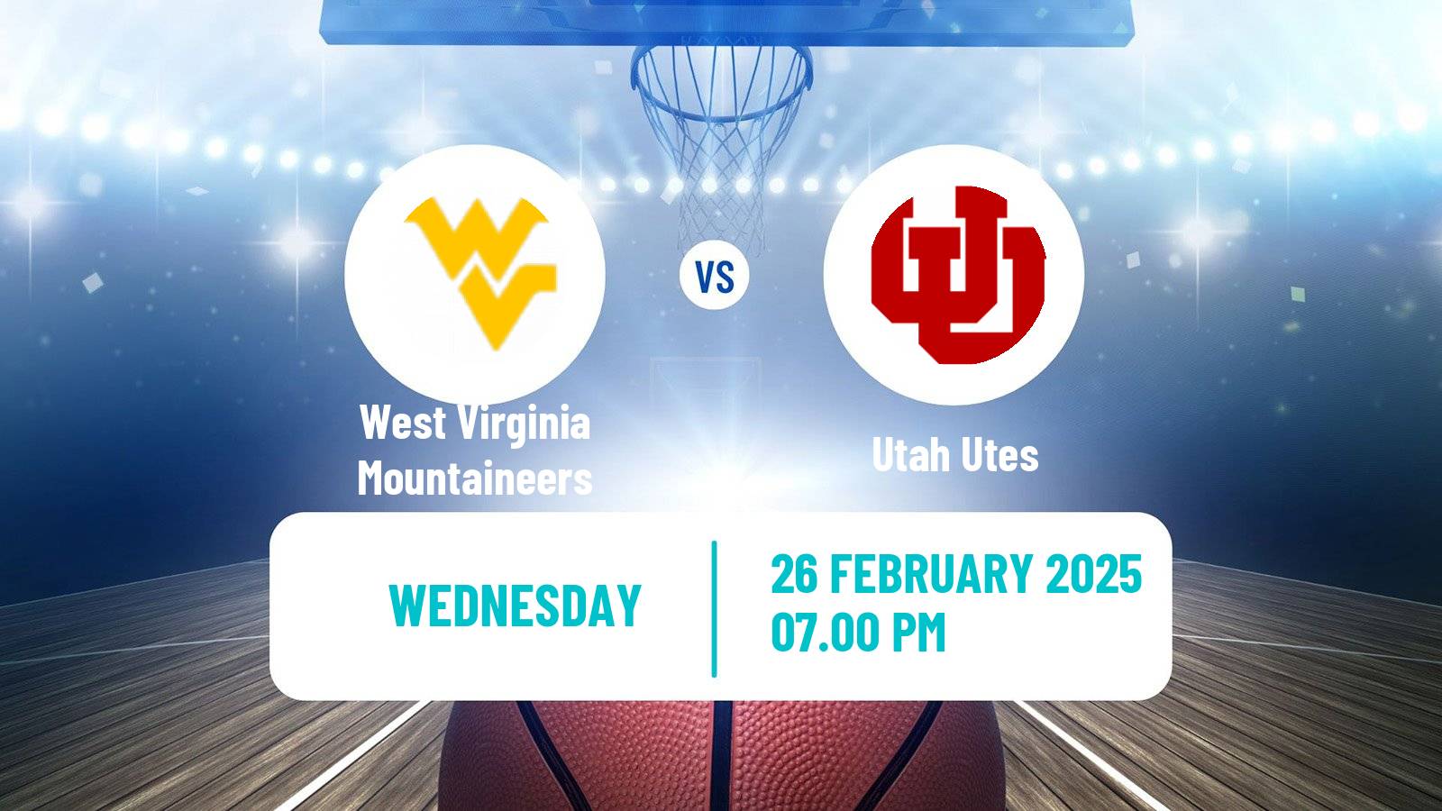 Basketball NCAA College Basketball Women West Virginia Mountaineers - Utah Utes