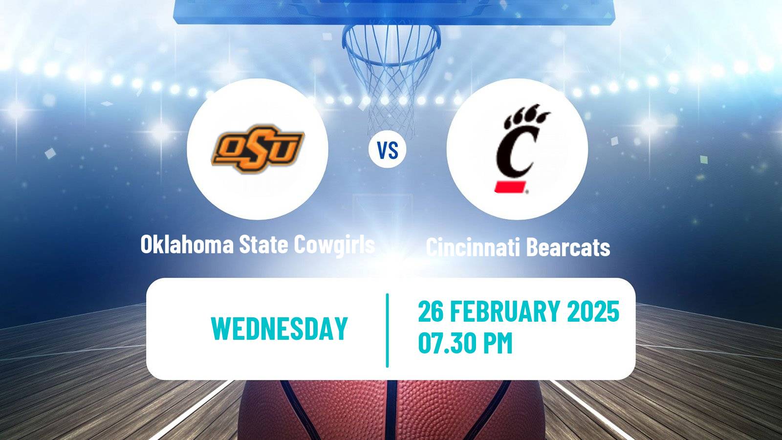 Basketball NCAA College Basketball Women Oklahoma State Cowgirls - Cincinnati Bearcats