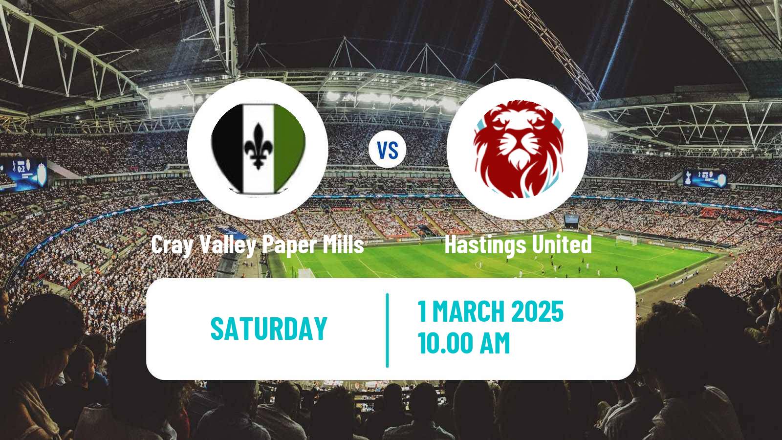 Soccer English Isthmian League Premier Division Cray Valley Paper Mills - Hastings United