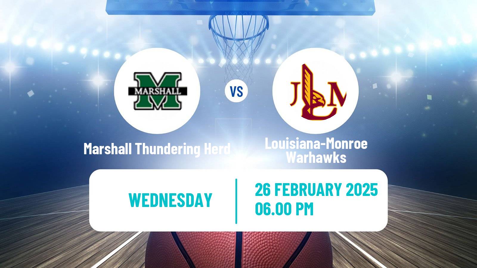 Basketball NCAA College Basketball Women Marshall Thundering Herd - Louisiana-Monroe Warhawks