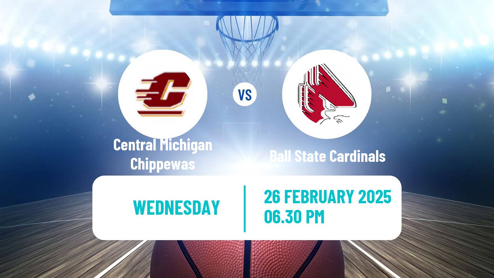 Basketball NCAA College Basketball Women Central Michigan Chippewas - Ball State Cardinals