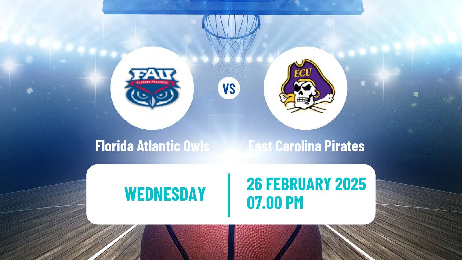 Basketball NCAA College Basketball Women Florida Atlantic Owls - East Carolina Pirates