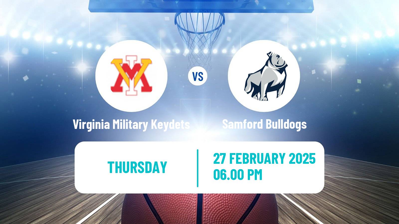Basketball NCAA College Basketball Virginia Military Keydets - Samford Bulldogs