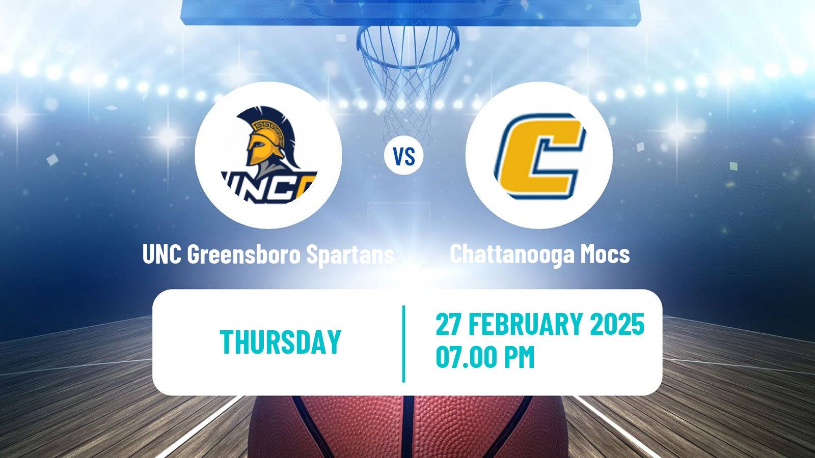 Basketball NCAA College Basketball UNC Greensboro Spartans - Chattanooga Mocs
