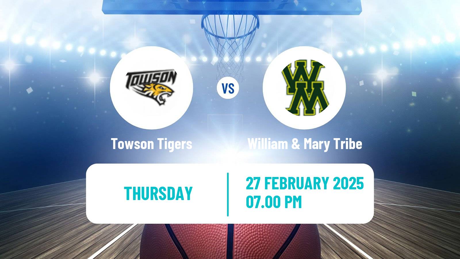 Basketball NCAA College Basketball Towson Tigers - William & Mary Tribe