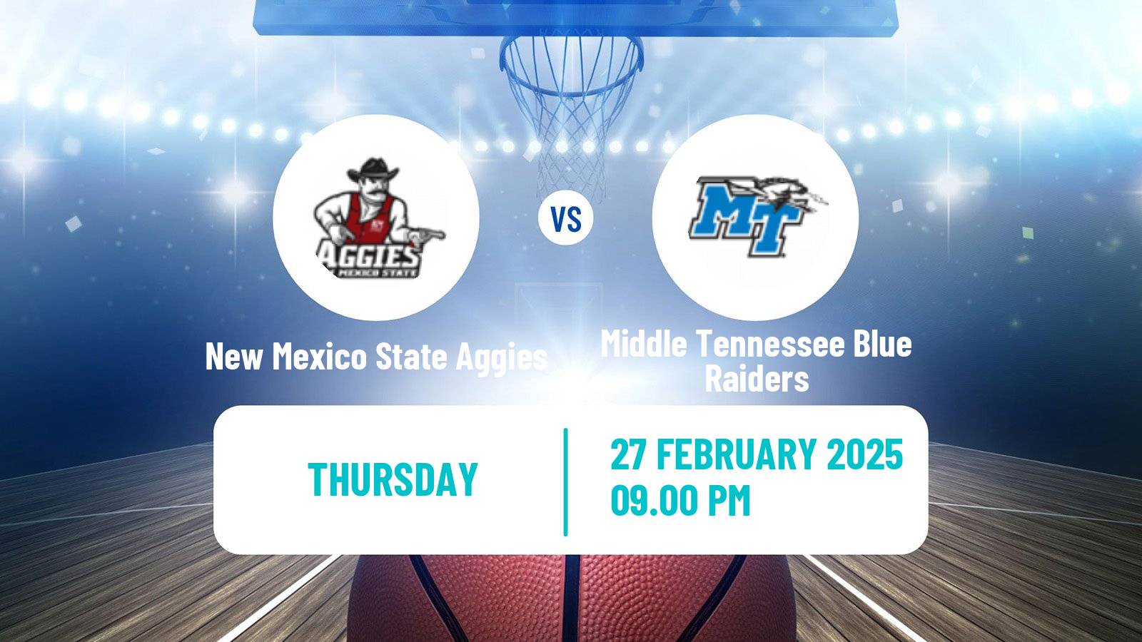 Basketball NCAA College Basketball New Mexico State Aggies - Middle Tennessee Blue Raiders