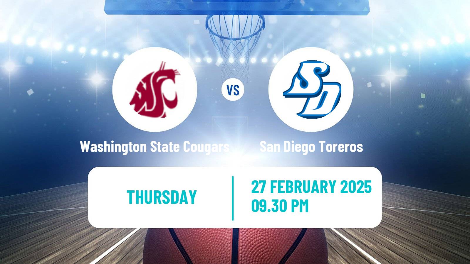 Basketball NCAA College Basketball Washington State Cougars - San Diego Toreros