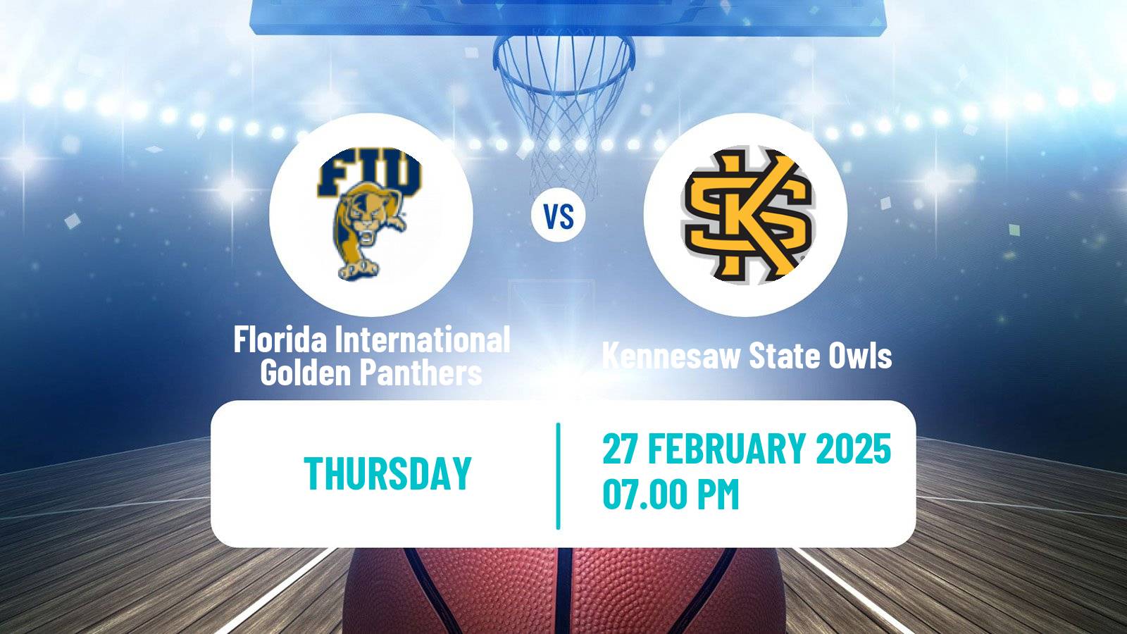 Basketball NCAA College Basketball Florida International Golden Panthers - Kennesaw State Owls