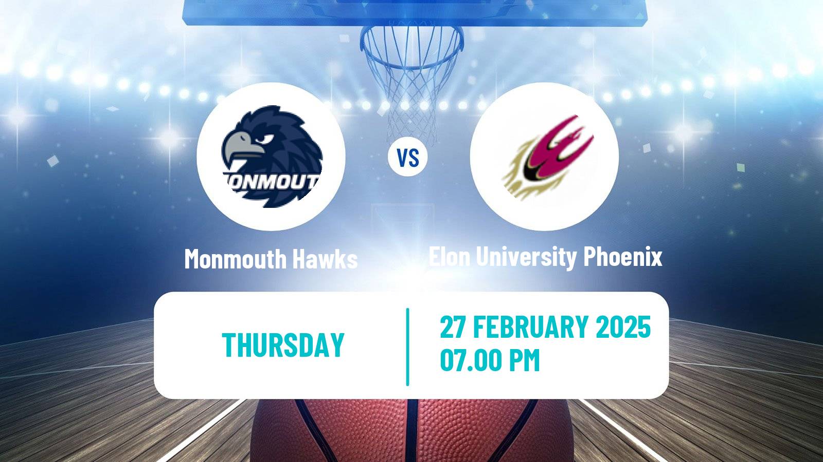 Basketball NCAA College Basketball Monmouth Hawks - Elon University Phoenix