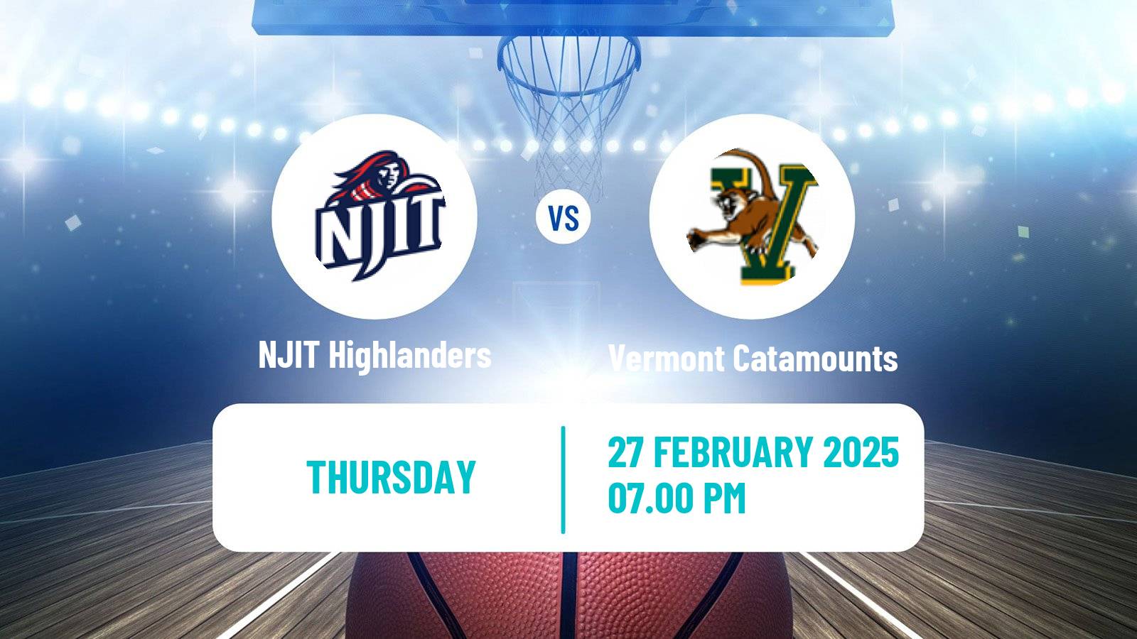 Basketball NCAA College Basketball NJIT Highlanders - Vermont Catamounts