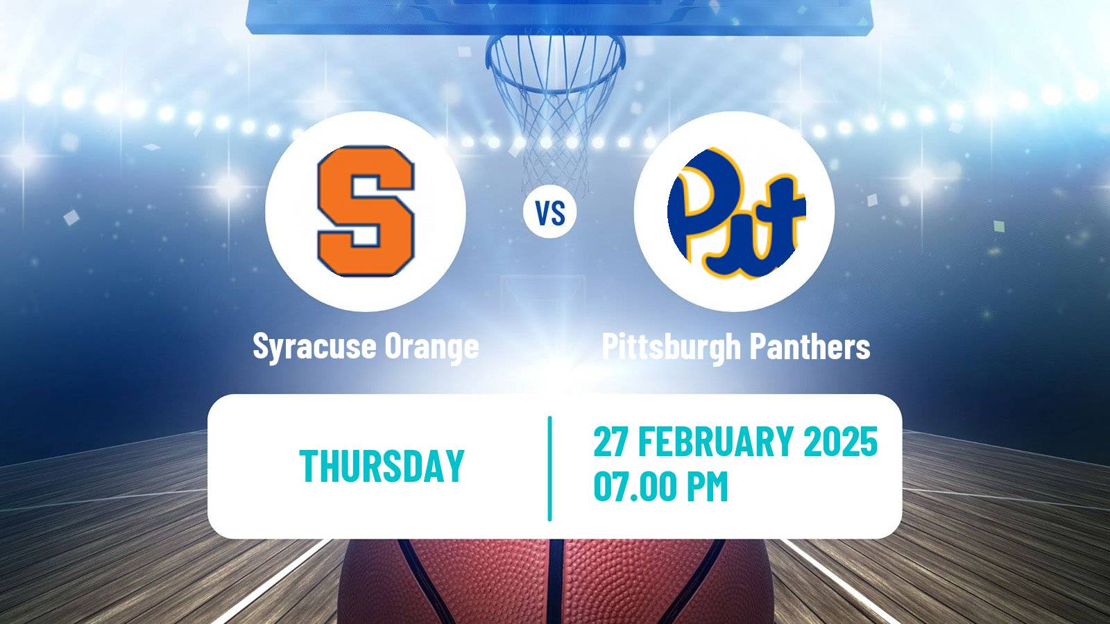Basketball NCAA College Basketball Women Syracuse Orange - Pittsburgh Panthers