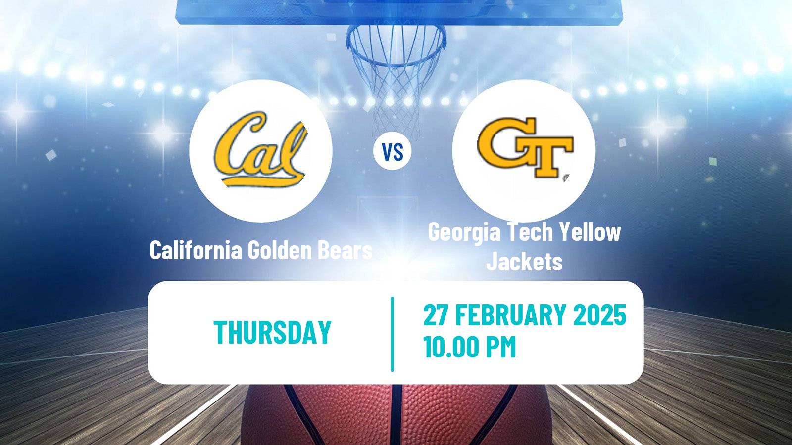 Basketball NCAA College Basketball Women California Golden Bears - Georgia Tech Yellow Jackets
