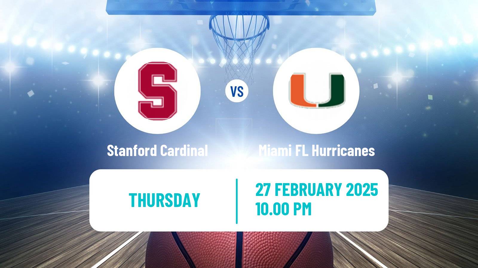 Basketball NCAA College Basketball Women Stanford Cardinal - Miami FL Hurricanes