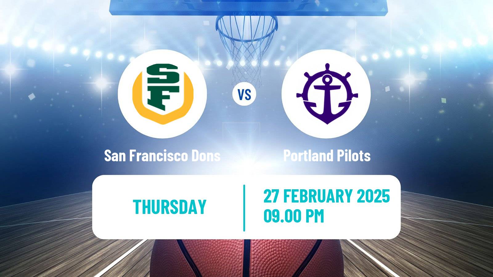 Basketball NCAA College Basketball Women San Francisco Dons - Portland Pilots