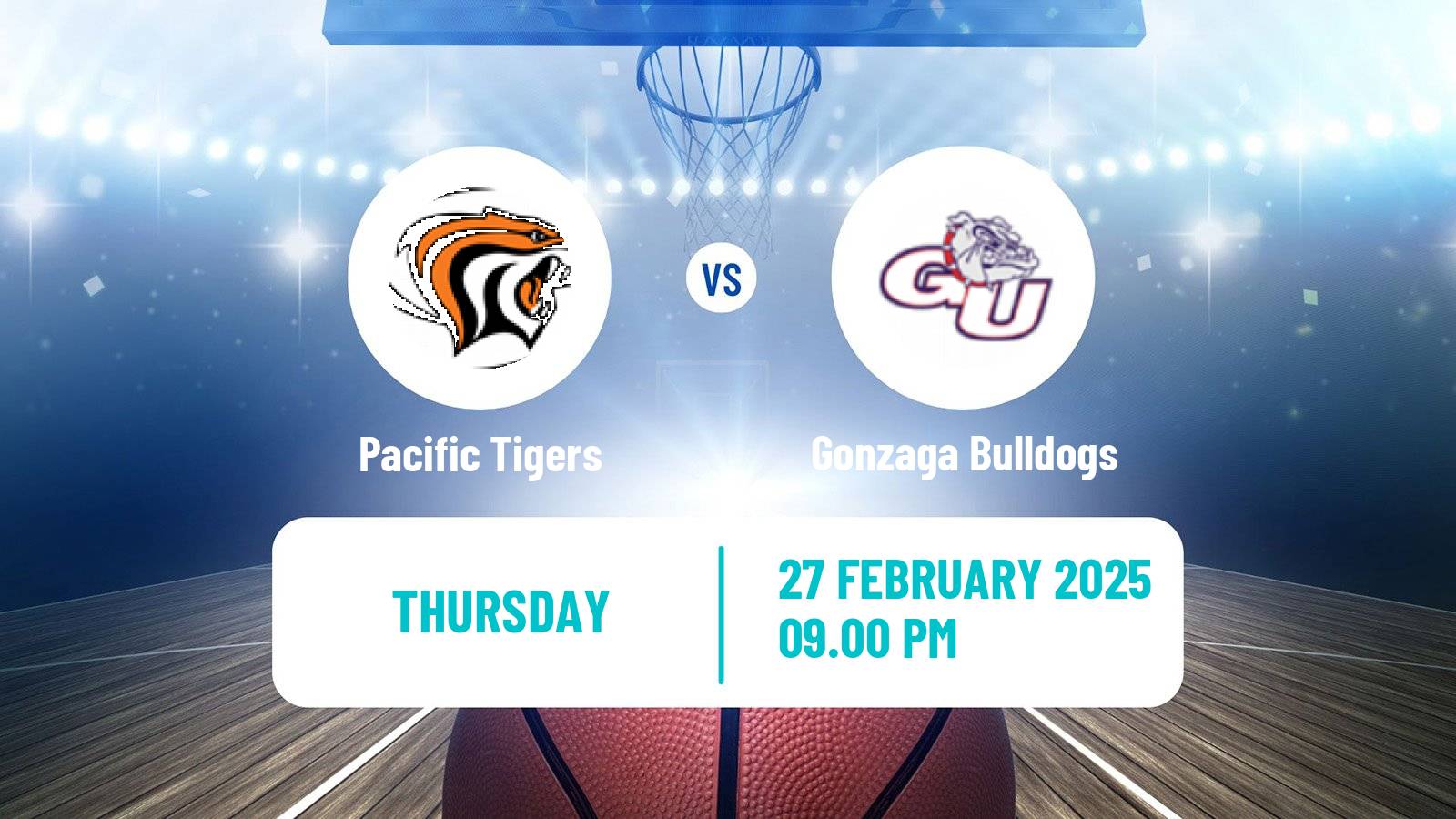 Basketball NCAA College Basketball Women Pacific Tigers - Gonzaga Bulldogs