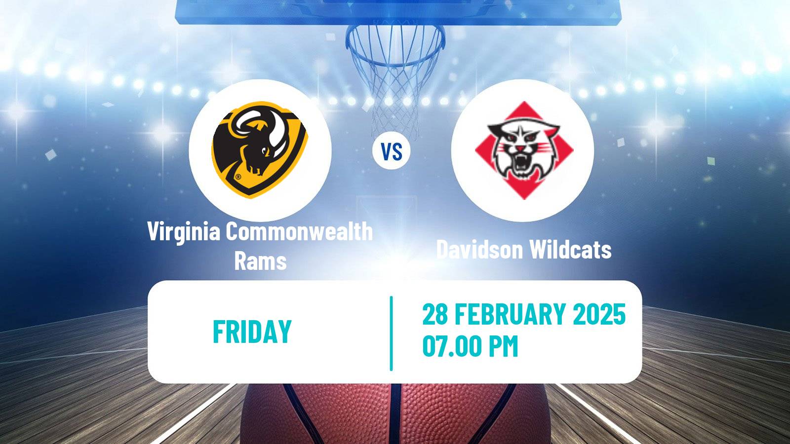 Basketball NCAA College Basketball Virginia Commonwealth Rams - Davidson Wildcats