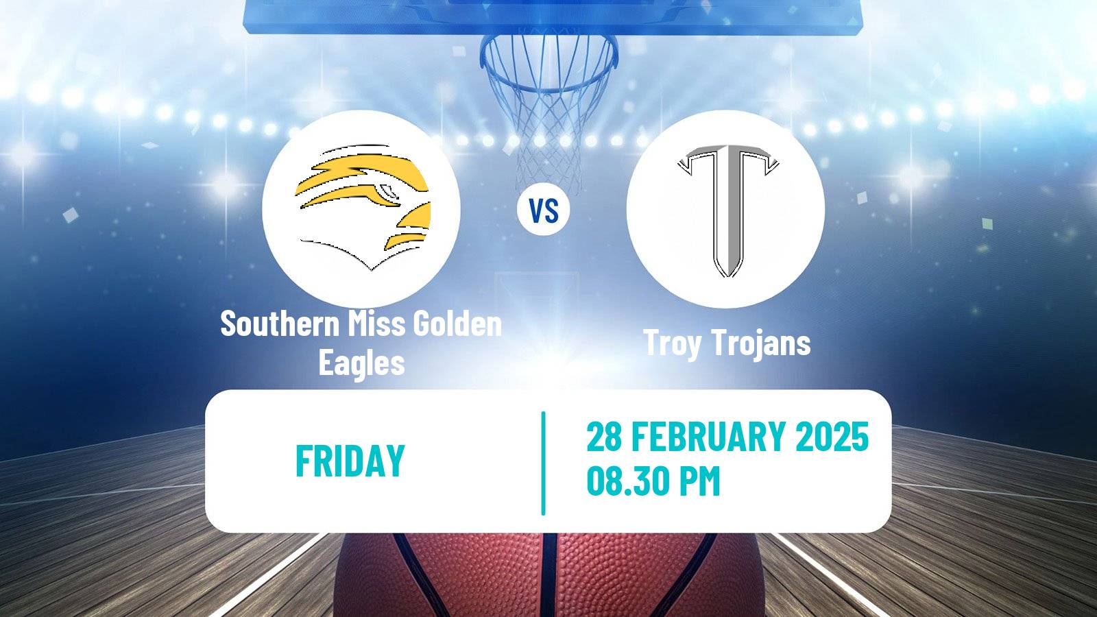 Basketball NCAA College Basketball Southern Miss Golden Eagles - Troy Trojans