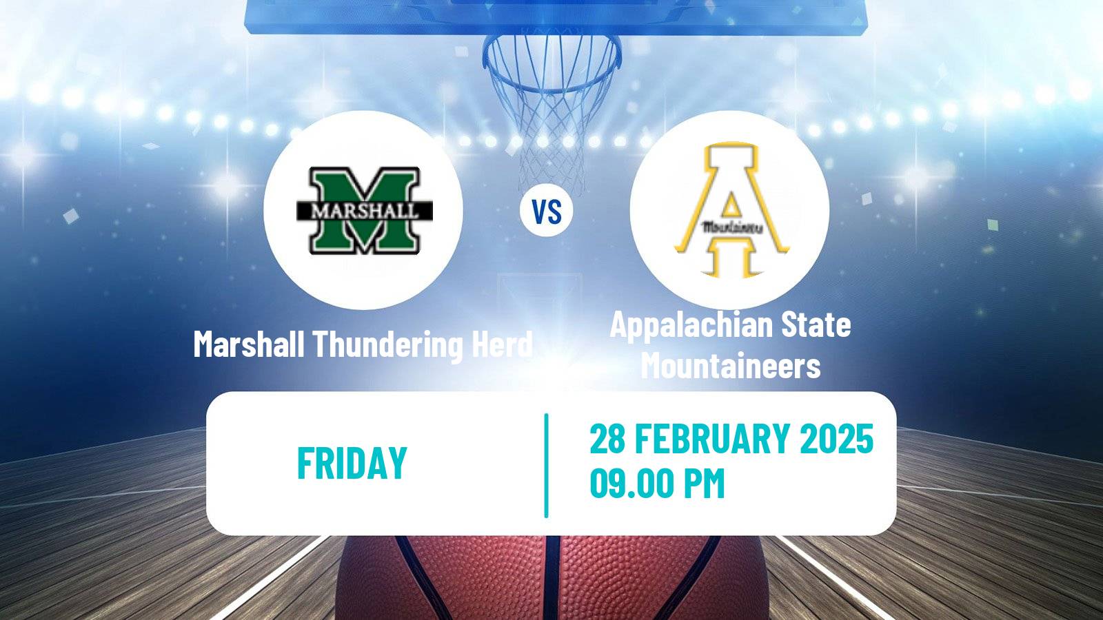 Basketball NCAA College Basketball Marshall Thundering Herd - Appalachian State Mountaineers