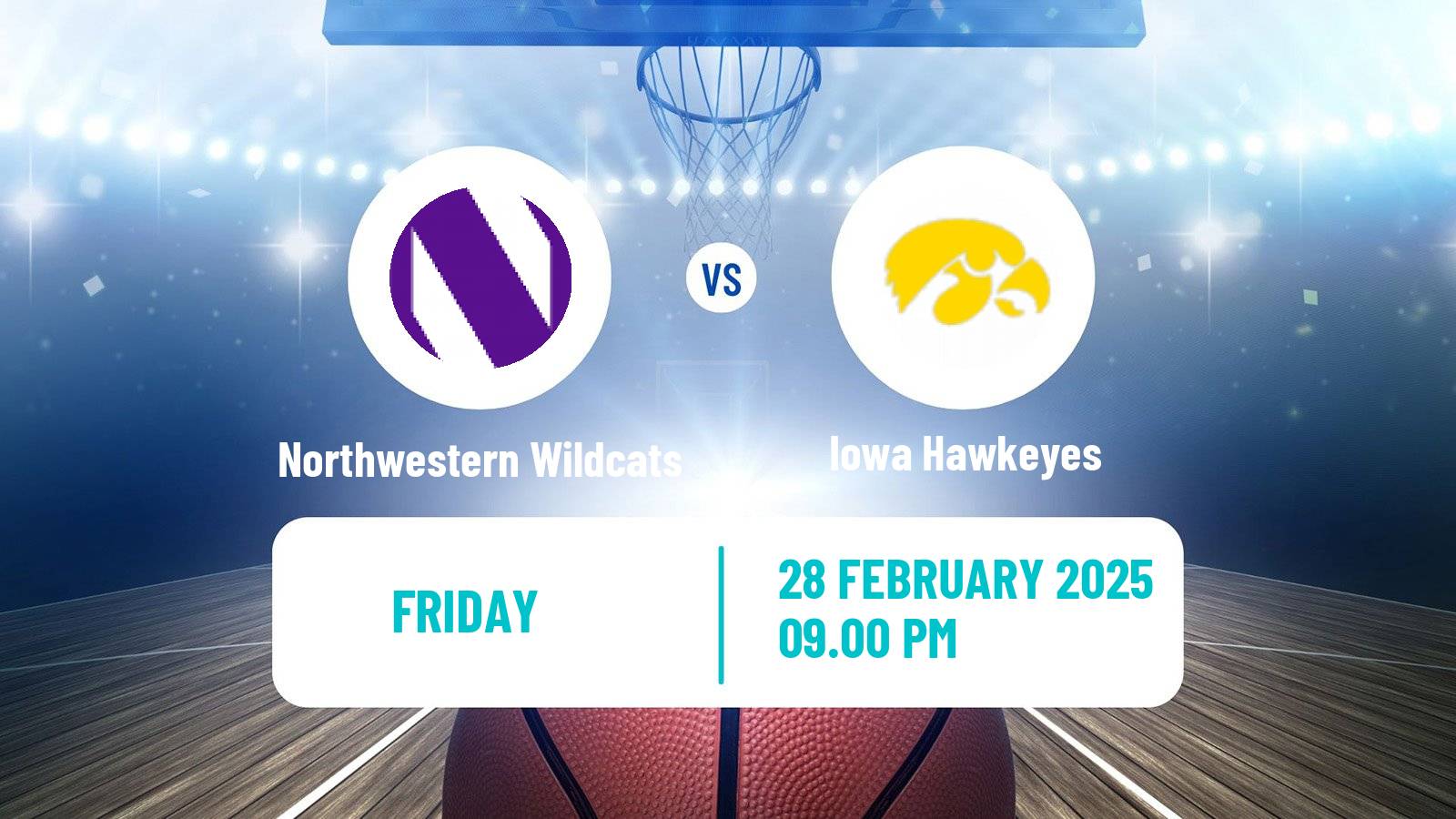 Basketball NCAA College Basketball Northwestern Wildcats - Iowa Hawkeyes