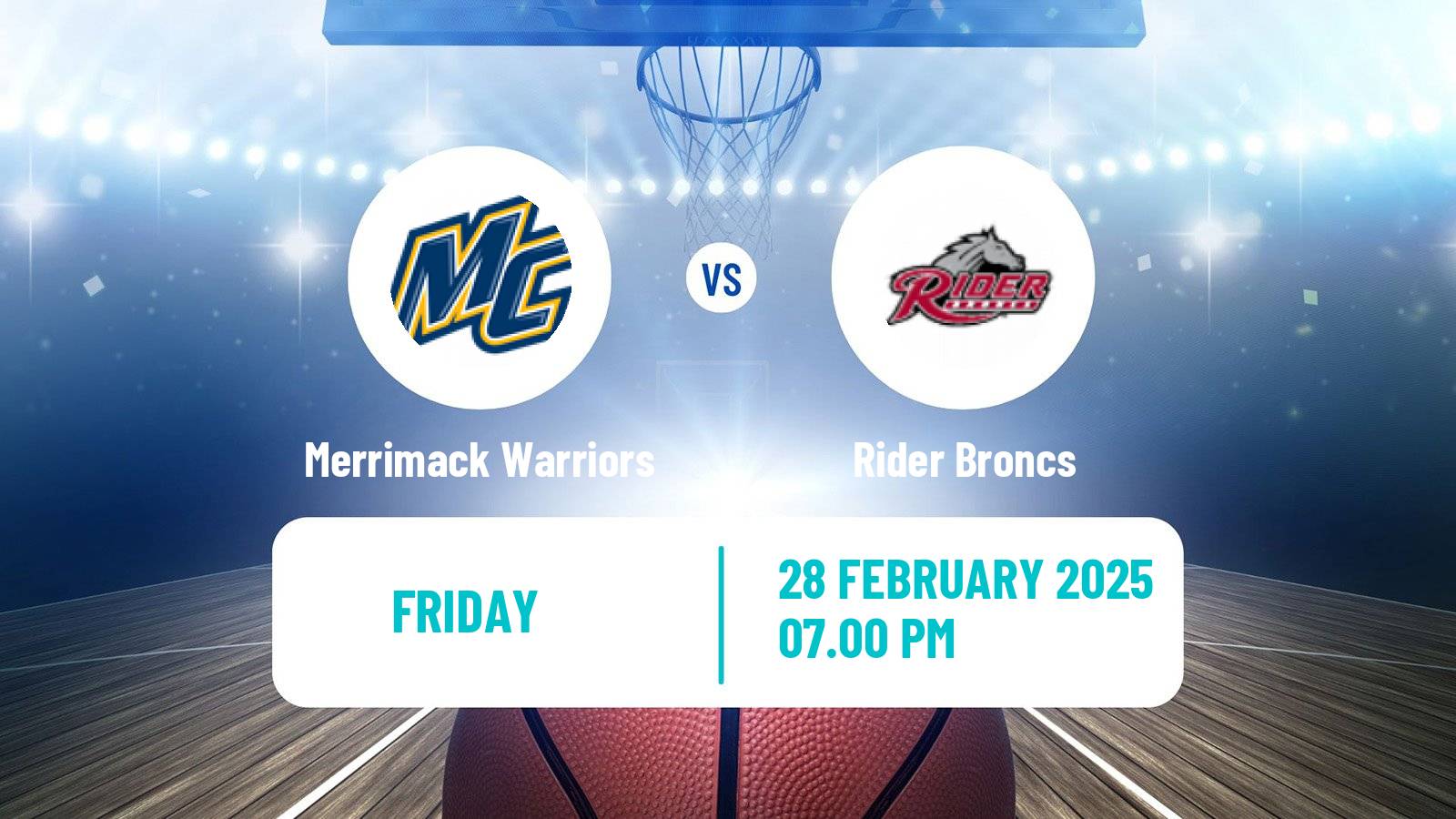 Basketball NCAA College Basketball Merrimack Warriors - Rider Broncs
