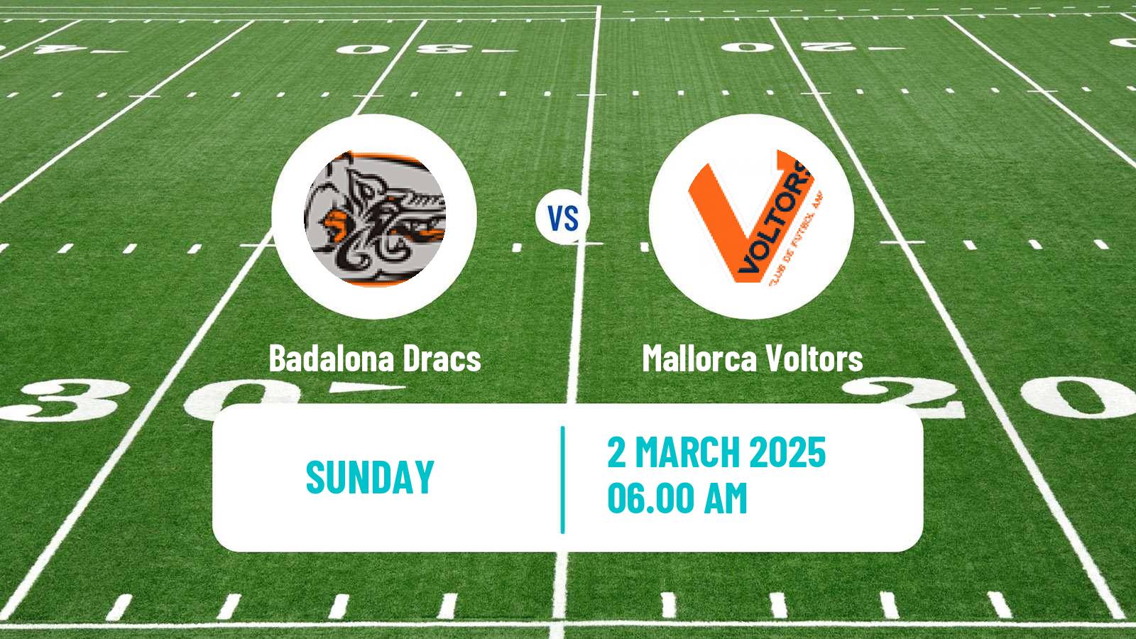 American football Spanish LNFA Serie A Badalona Dracs - Mallorca Voltors