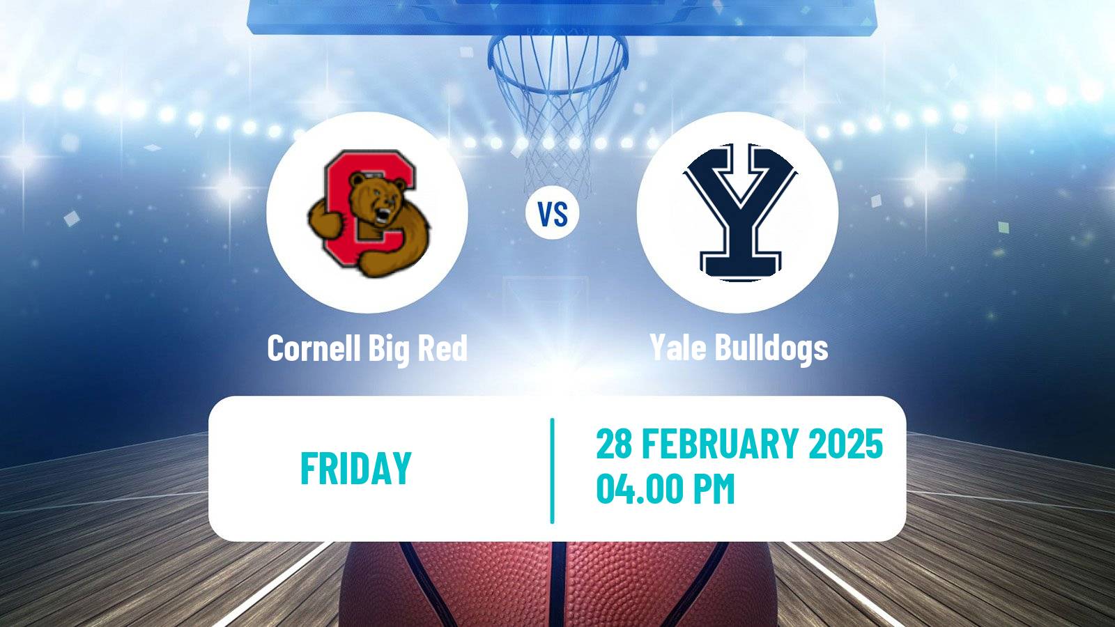 Basketball NCAA College Basketball Women Cornell Big Red - Yale Bulldogs