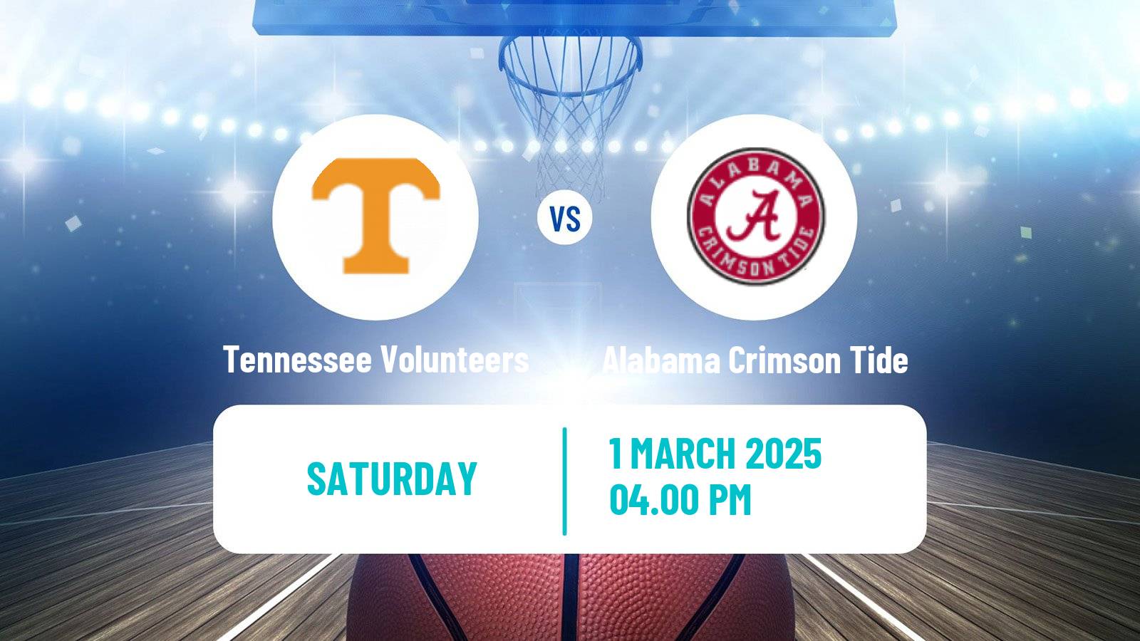 Basketball NCAA College Basketball Tennessee Volunteers - Alabama Crimson Tide