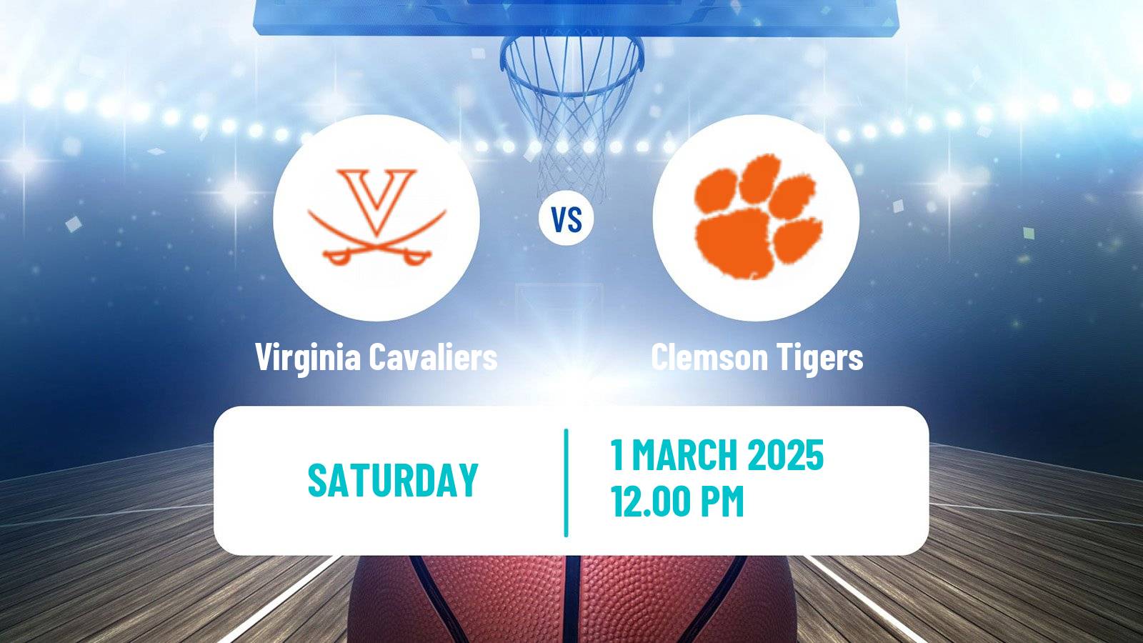 Basketball NCAA College Basketball Virginia Cavaliers - Clemson Tigers