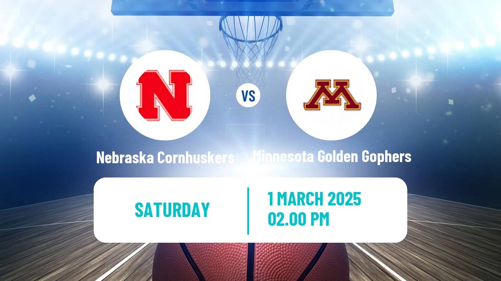 Basketball NCAA College Basketball Nebraska Cornhuskers - Minnesota Golden Gophers