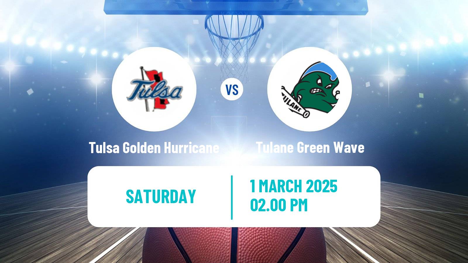 Basketball NCAA College Basketball Tulsa Golden Hurricane - Tulane Green Wave