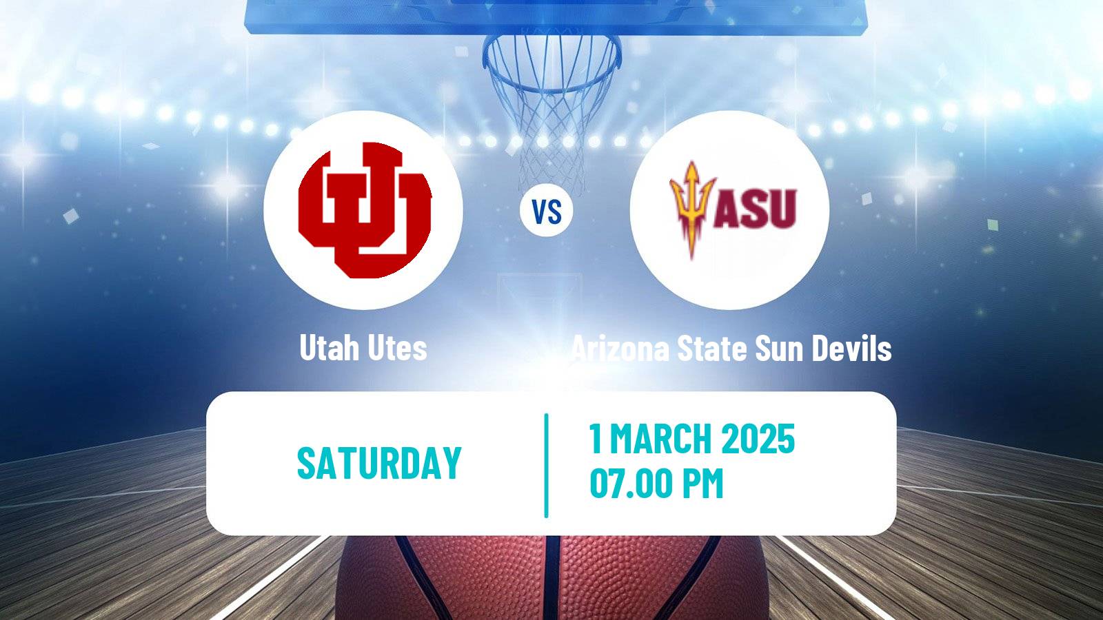 Basketball NCAA College Basketball Utah Utes - Arizona State Sun Devils