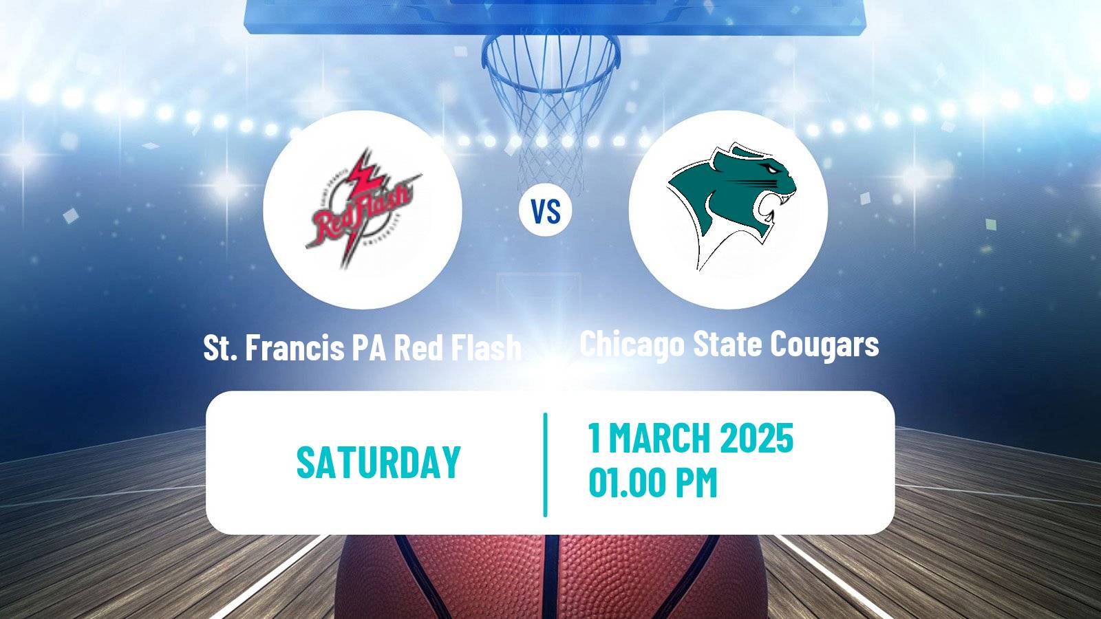 Basketball NCAA College Basketball St. Francis PA Red Flash - Chicago State Cougars