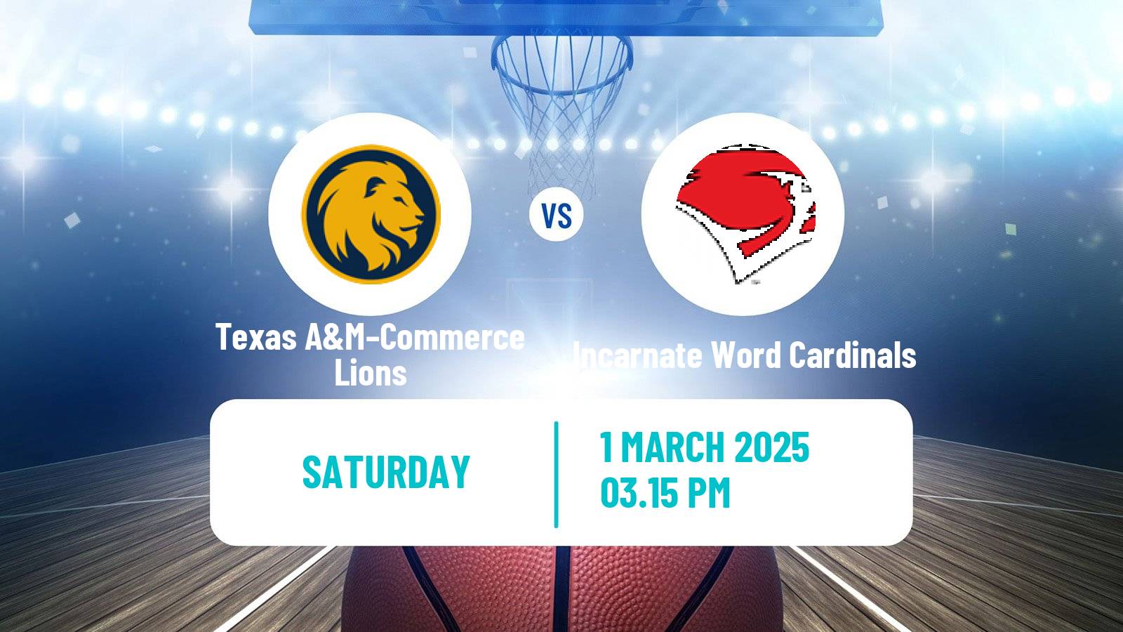 Basketball NCAA College Basketball Texas A&M–Commerce Lions - Incarnate Word Cardinals