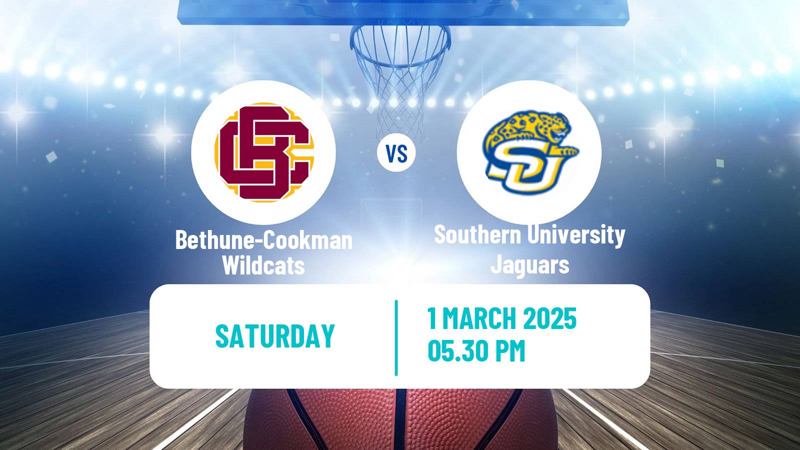 Basketball NCAA College Basketball Bethune-Cookman Wildcats - Southern University Jaguars