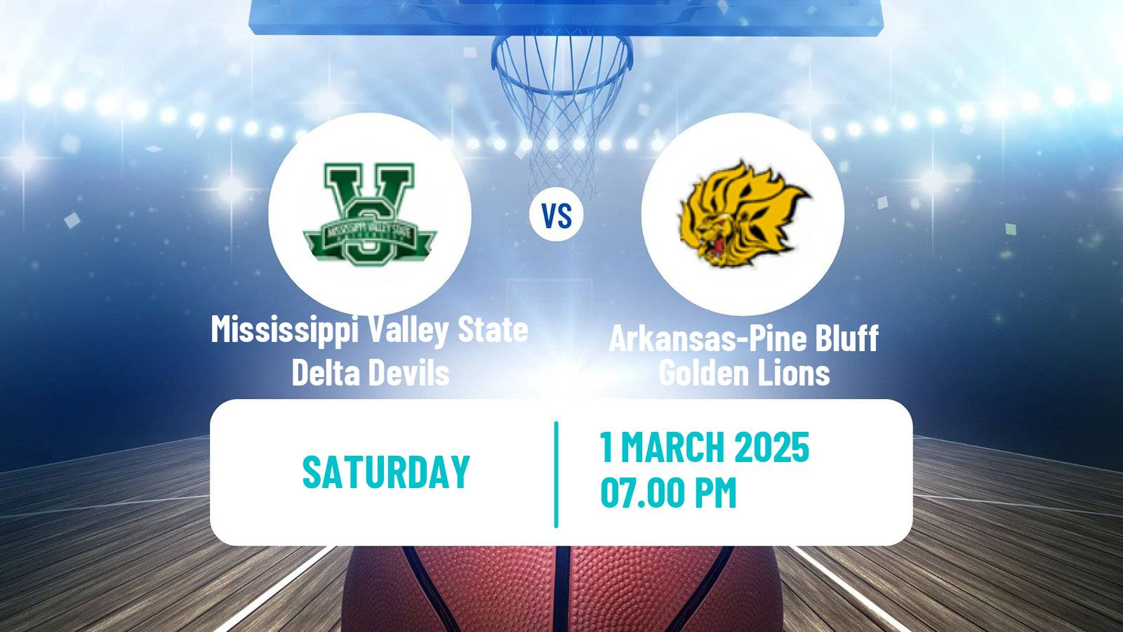 Basketball NCAA College Basketball Mississippi Valley State Delta Devils - Arkansas-Pine Bluff Golden Lions