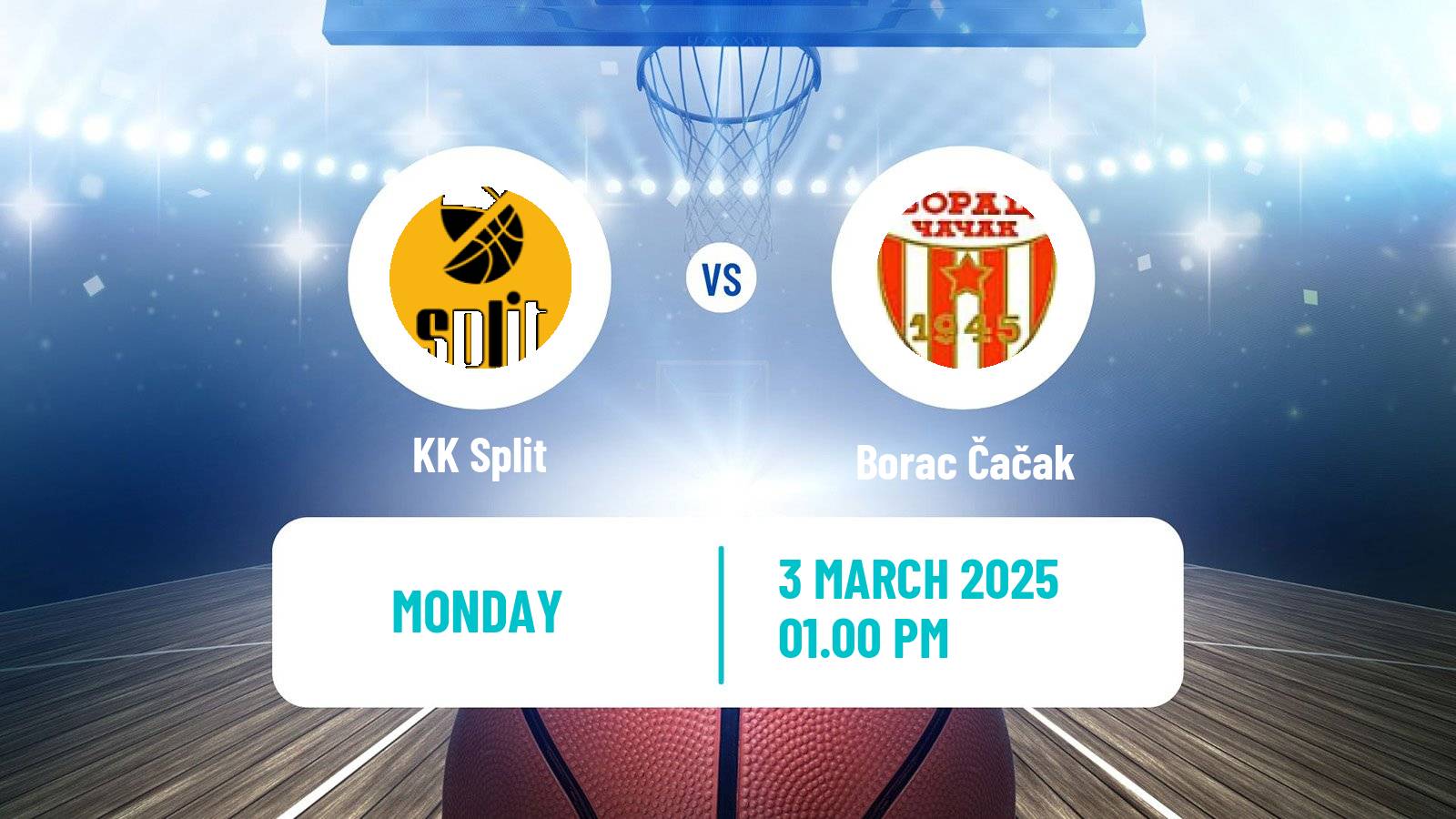 Basketball Adriatic League KK Split - Borac Čačak
