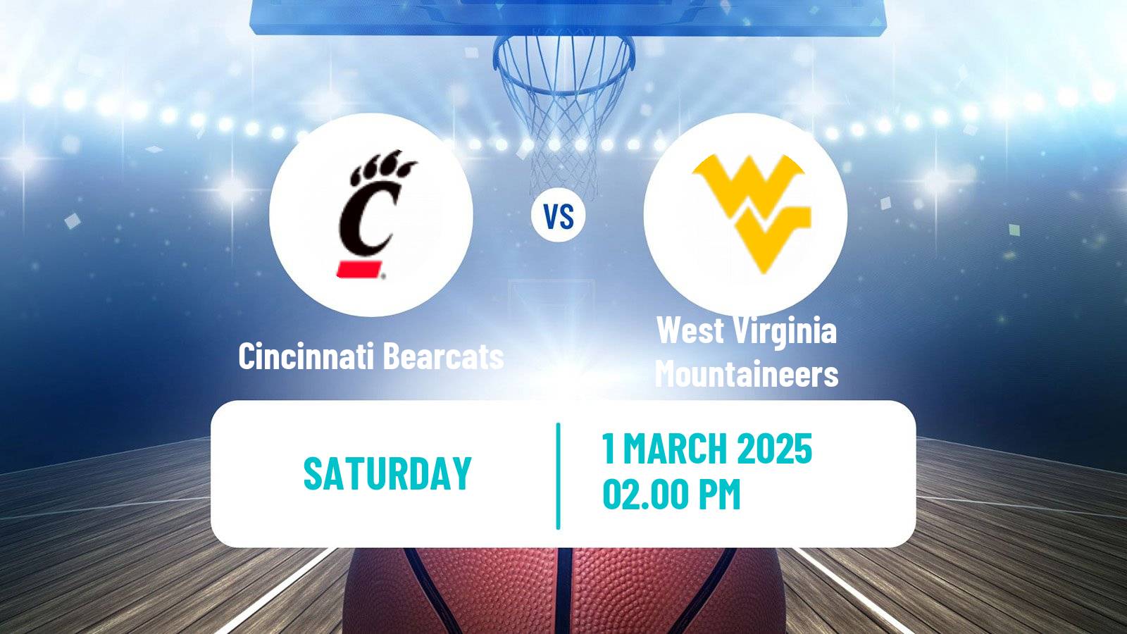 Basketball NCAA College Basketball Women Cincinnati Bearcats - West Virginia Mountaineers
